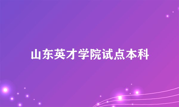 山东英才学院试点本科