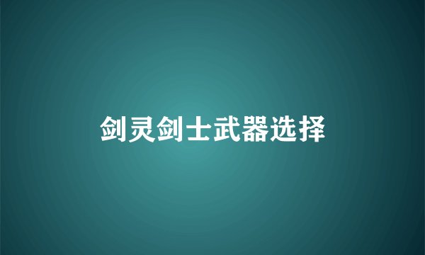 剑灵剑士武器选择