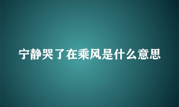 宁静哭了在乘风是什么意思