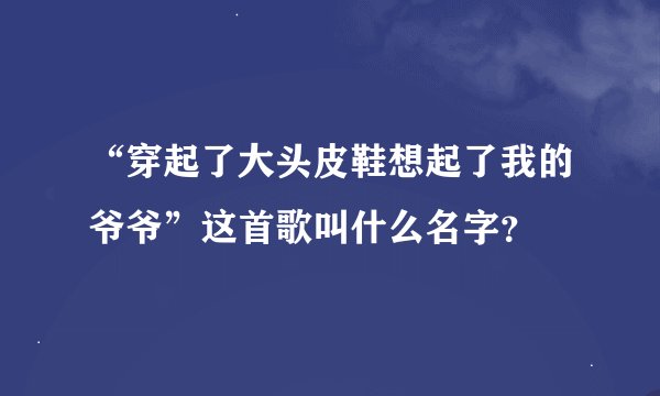 “穿起了大头皮鞋想起了我的爷爷”这首歌叫什么名字？