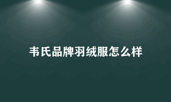 韦氏品牌羽绒服怎么样