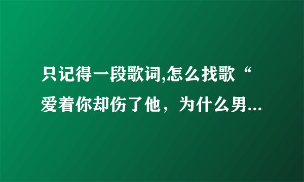 只记得一段歌词,怎么找歌“爱着你却伤了他，为什么男人总是心猿意马”