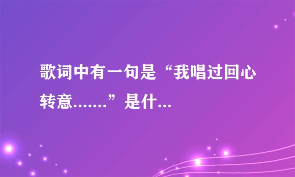 歌词中有一句是“我唱过回心转意.......”是什么歌啊？？