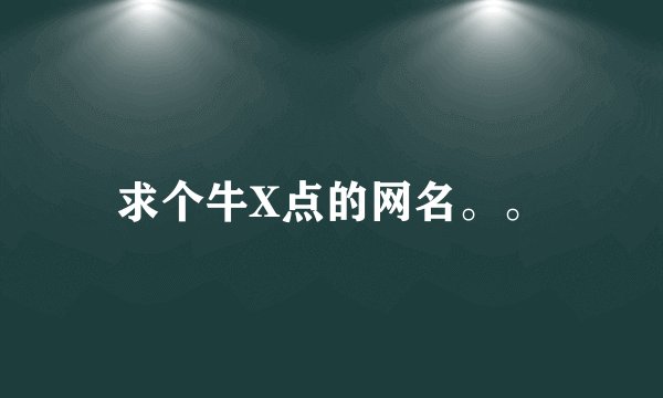 求个牛X点的网名。。