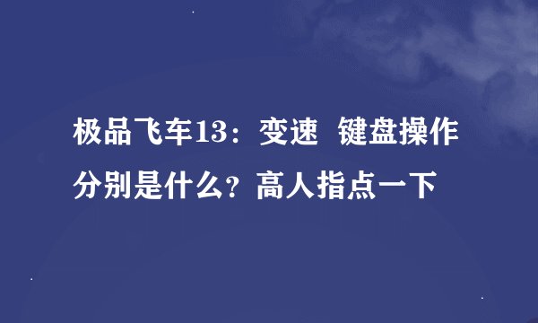 极品飞车13：变速  键盘操作分别是什么？高人指点一下