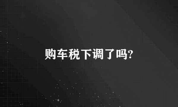 购车税下调了吗?