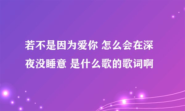 若不是因为爱你 怎么会在深夜没睡意 是什么歌的歌词啊
