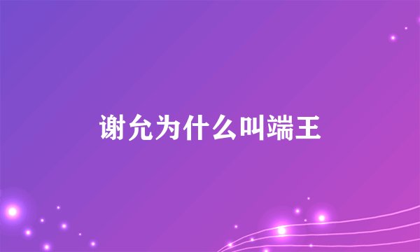 谢允为什么叫端王