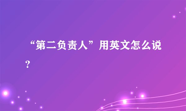“第二负责人”用英文怎么说？