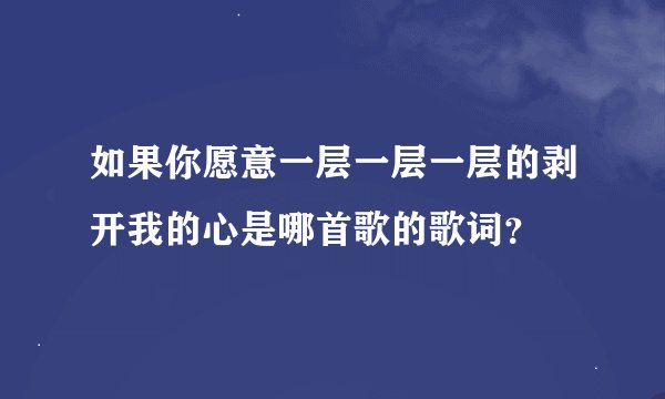 如果你愿意一层一层一层的剥开我的心是哪首歌的歌词？