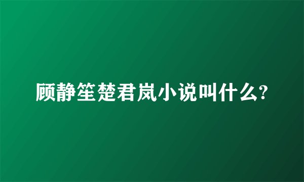 顾静笙楚君岚小说叫什么?