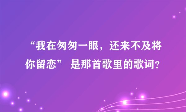 “我在匆匆一眼，还来不及将你留恋” 是那首歌里的歌词？