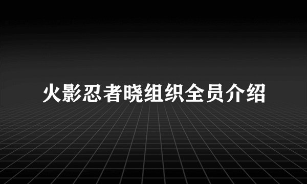 火影忍者晓组织全员介绍