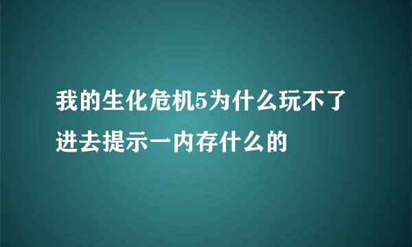 我的生化危机5为什么玩不了 进去提示一内存什么的