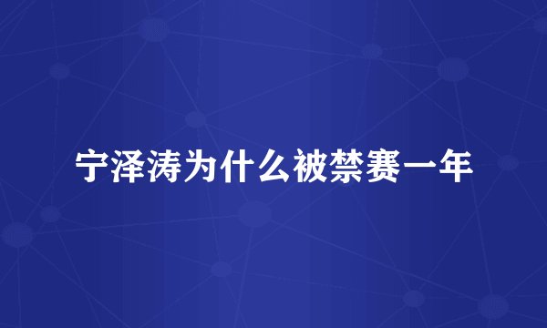 宁泽涛为什么被禁赛一年