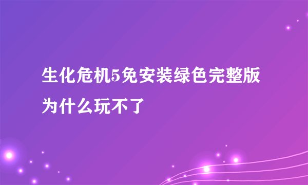 生化危机5免安装绿色完整版为什么玩不了