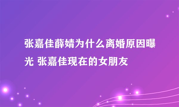 张嘉佳薛婧为什么离婚原因曝光 张嘉佳现在的女朋友