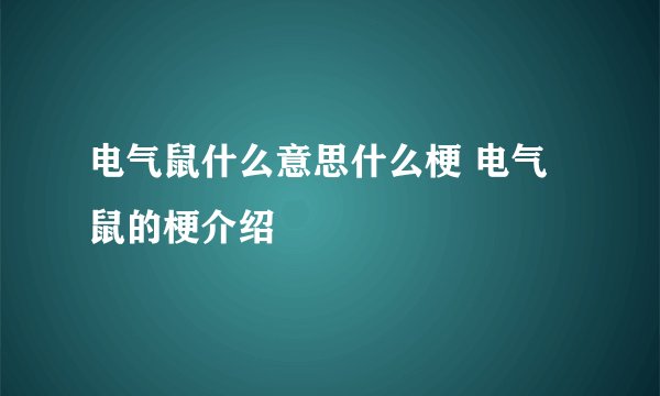 电气鼠什么意思什么梗 电气鼠的梗介绍