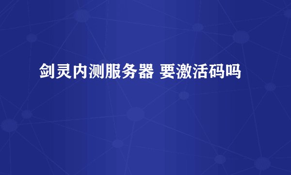剑灵内测服务器 要激活码吗