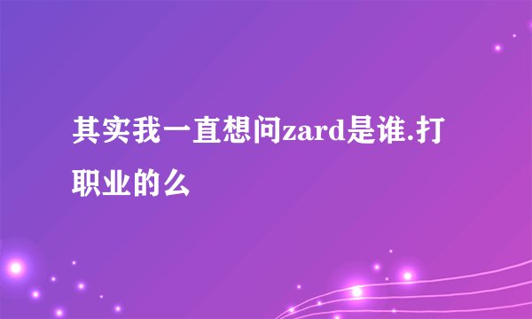 其实我一直想问zard是谁.打职业的么