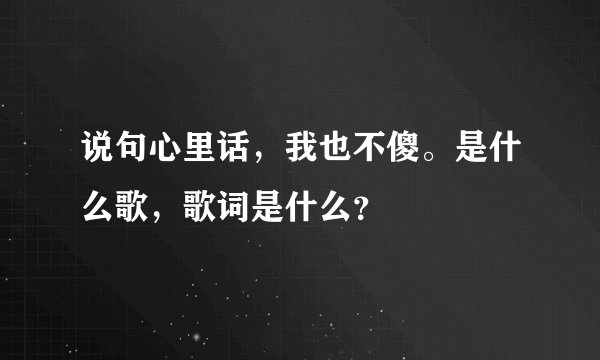 说句心里话，我也不傻。是什么歌，歌词是什么？