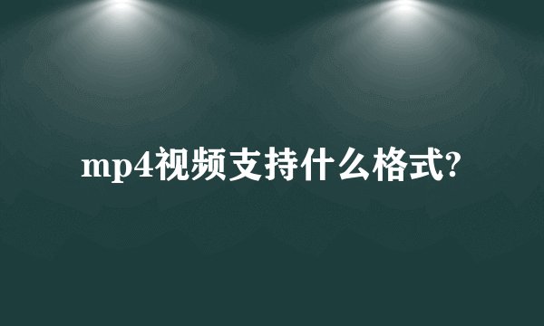mp4视频支持什么格式?