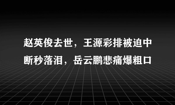 赵英俊去世，王源彩排被迫中断秒落泪，岳云鹏悲痛爆粗口