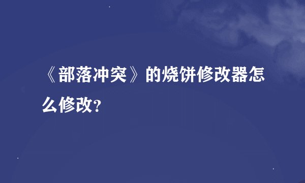 《部落冲突》的烧饼修改器怎么修改？