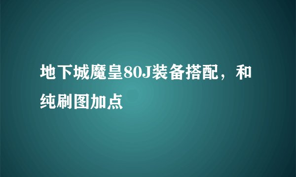 地下城魔皇80J装备搭配，和纯刷图加点