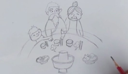 怎样绘画年夜饭