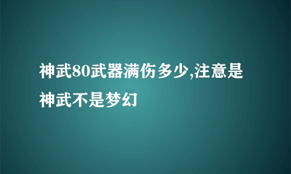 神武80武器满伤多少,注意是神武不是梦幻