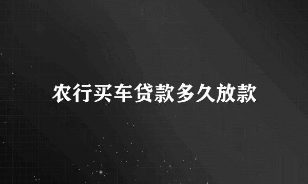 农行买车贷款多久放款