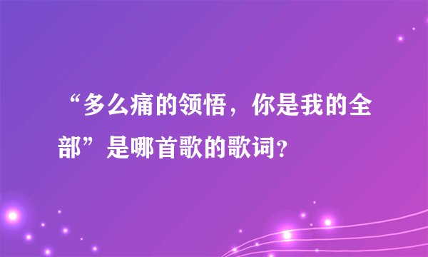 “多么痛的领悟，你是我的全部”是哪首歌的歌词？