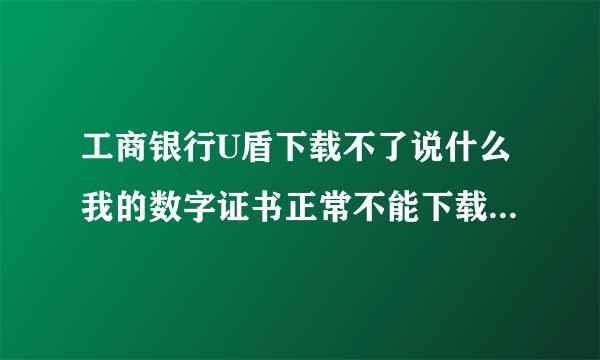 工商银行U盾下载不了说什么我的数字证书正常不能下载 在网上买东西然后就不会出现证书证书在柜台已下载好