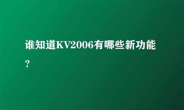 谁知道KV2006有哪些新功能？