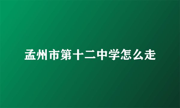 孟州市第十二中学怎么走