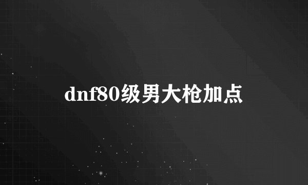 dnf80级男大枪加点