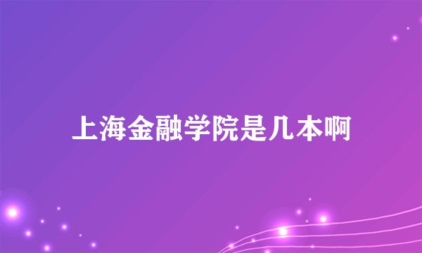 上海金融学院是几本啊