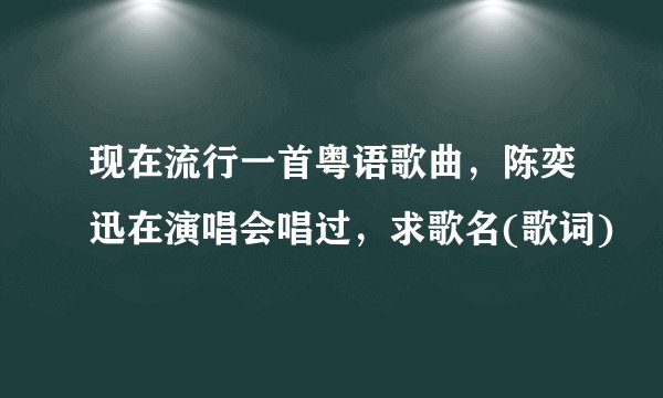 现在流行一首粤语歌曲，陈奕迅在演唱会唱过，求歌名(歌词)