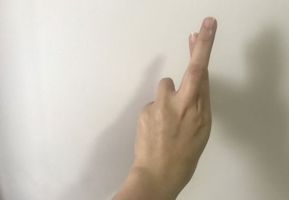 微信表情里的无名指和中指分开手势的意思?