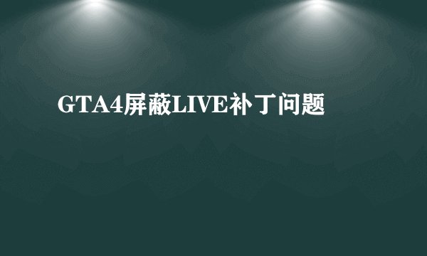 GTA4屏蔽LIVE补丁问题