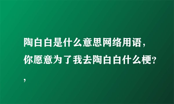 陶白白是什么意思网络用语，你愿意为了我去陶白白什么梗？,