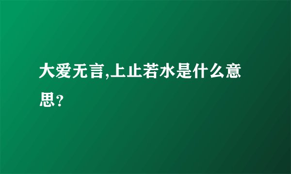大爱无言,上止若水是什么意思？