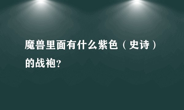 魔兽里面有什么紫色（史诗）的战袍？