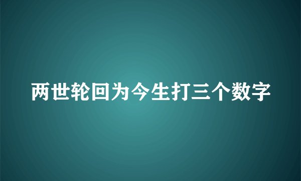 两世轮回为今生打三个数字