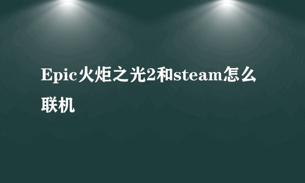 Epic火炬之光2和steam怎么联机