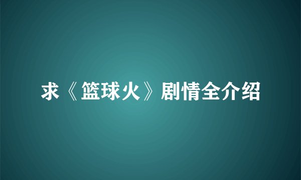 求《篮球火》剧情全介绍