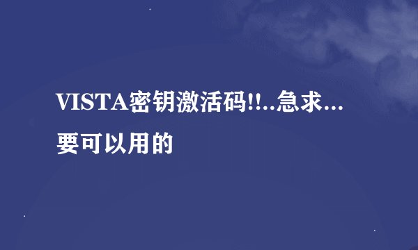 VISTA密钥激活码!!..急求...要可以用的