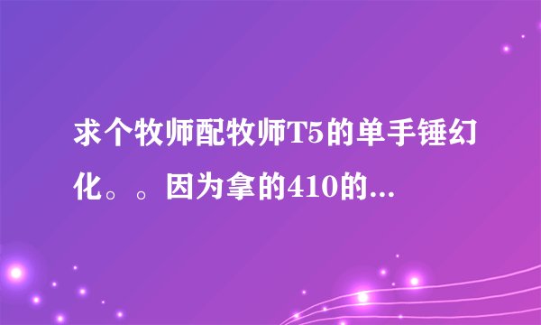 求个牧师配牧师T5的单手锤幻化。。因为拿的410的奶锤，所以实在是舍不得换成法杖。。。跪求。