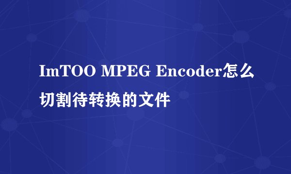 ImTOO MPEG Encoder怎么切割待转换的文件